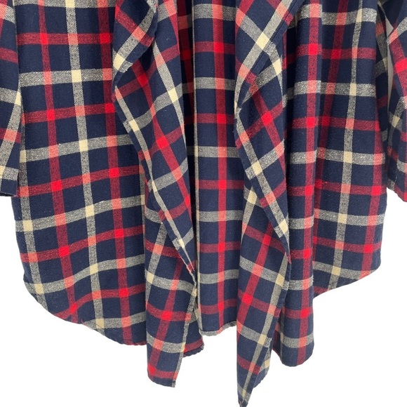 Andrée Plaid Waterfall Open Front Roll Tab Lightweight Cardigan - Sz L - Picture 8 of 13